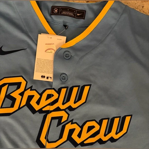 Nike Authentic Milwaukee Brewers City Connect Yelich #22 Jersey Men’s Size: L - Picture 4 of 7